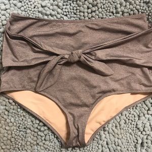 Kortni Jean “Tie Up Front” grey swimsuit bottoms